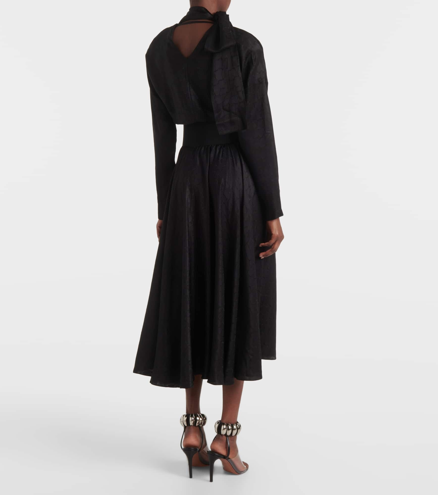 Tie-neck silk-blend midi dress - 3