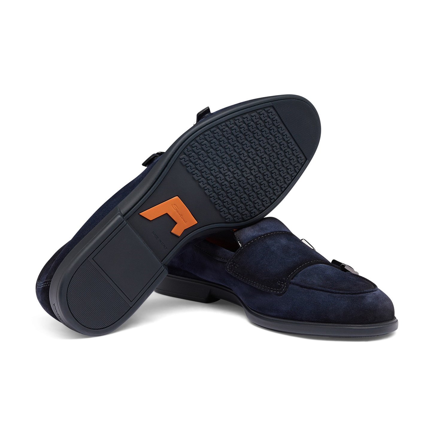 Men's blue suede double-buckle loafer - 4
