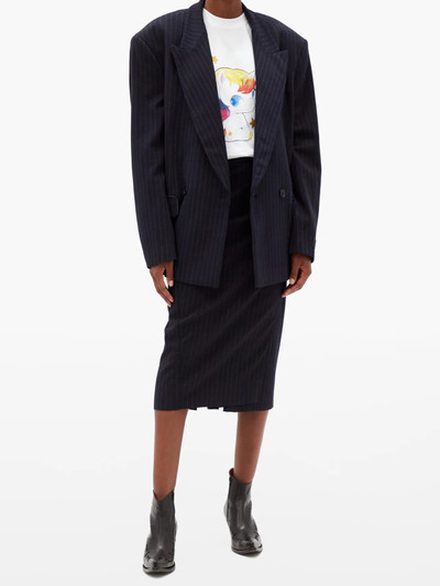 VETEMENTS Double-breasted pinstriped twill blazer outlook