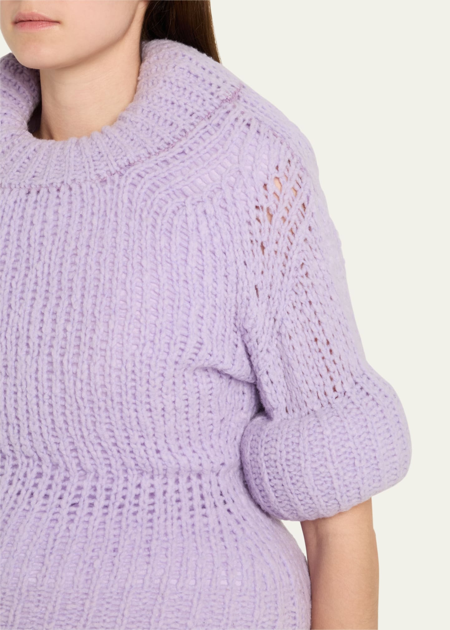 Padded Peplum Short-Sleeve Sweater - 5