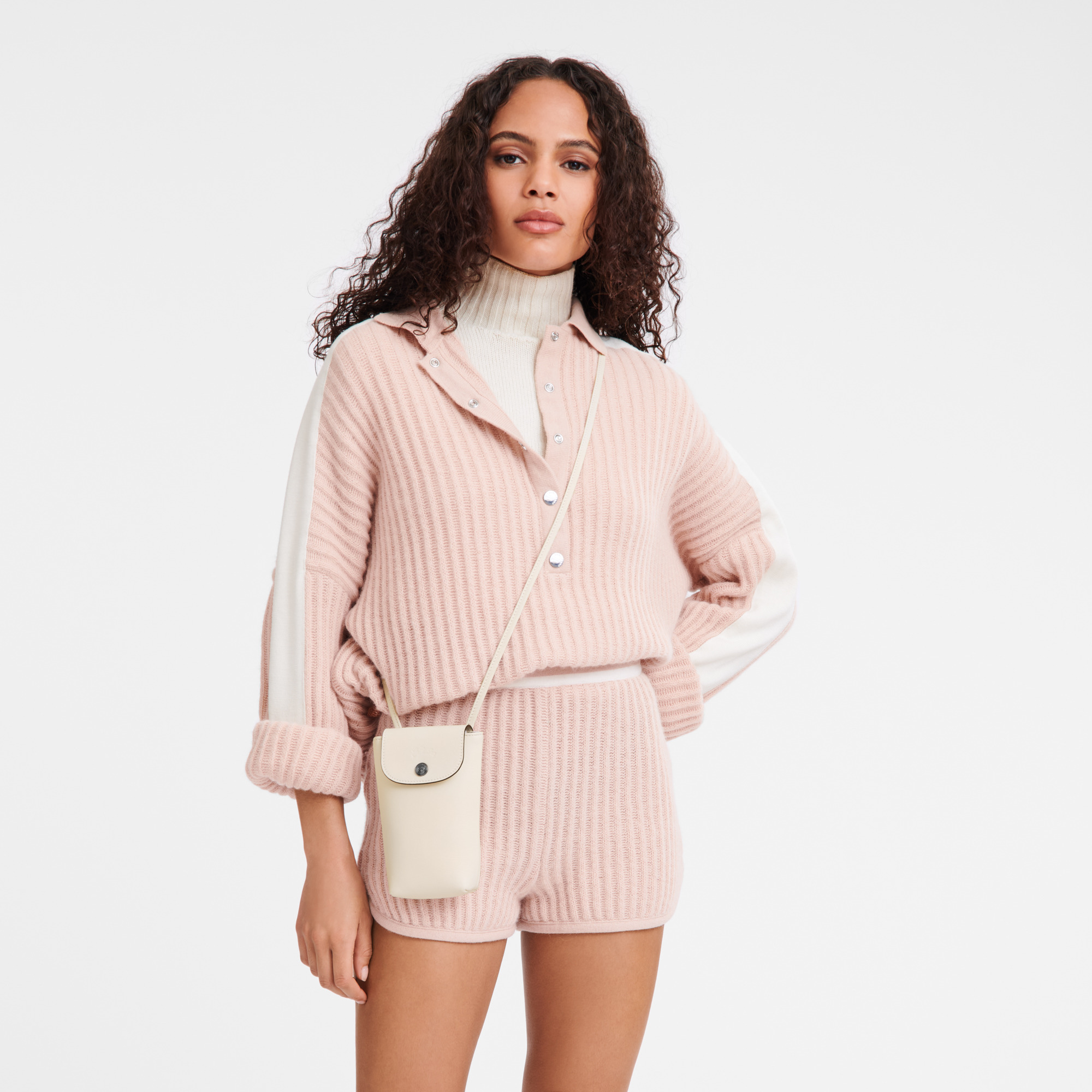 Le Pliage Xtra Phone case with leather lace Ecru - Leather - 2