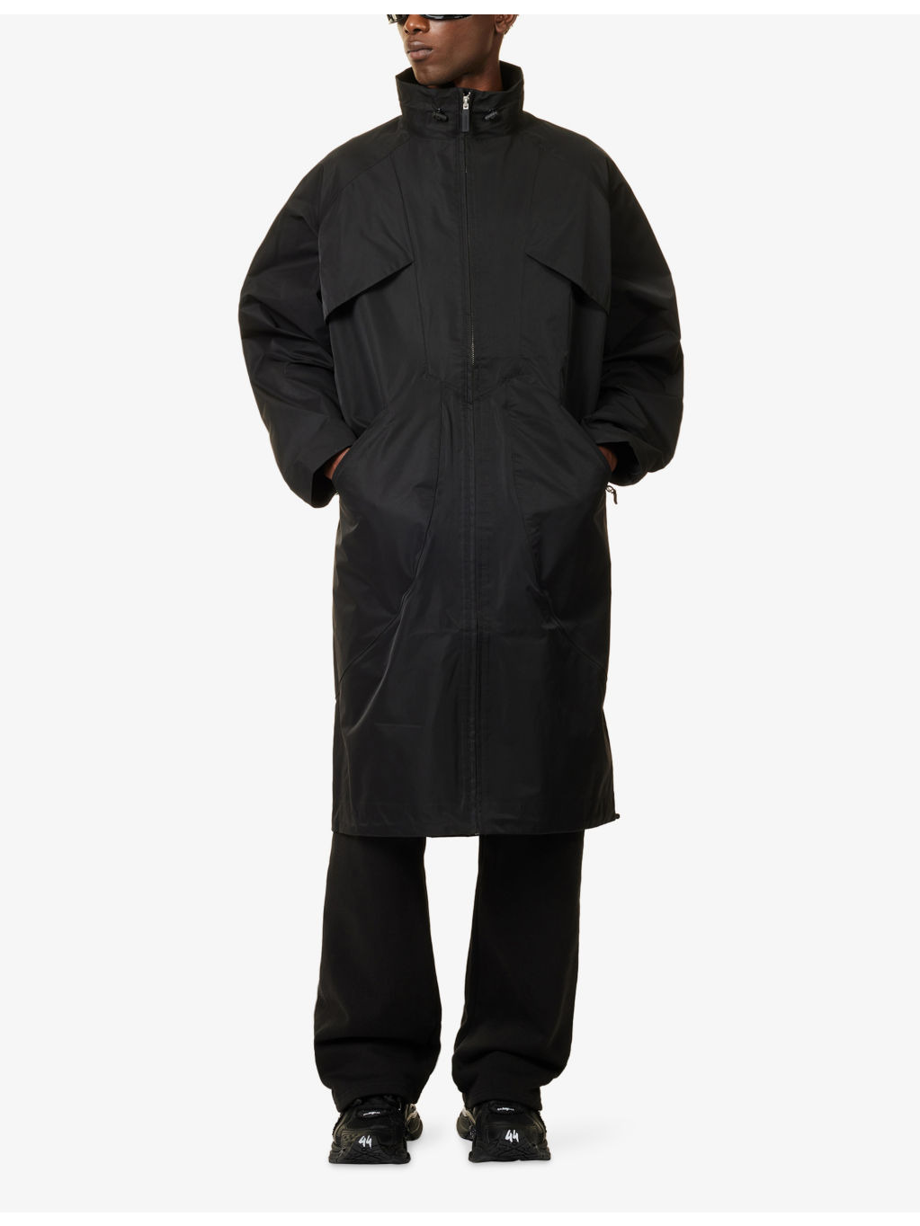 Mock-Neck Woven Rain Coat - 2