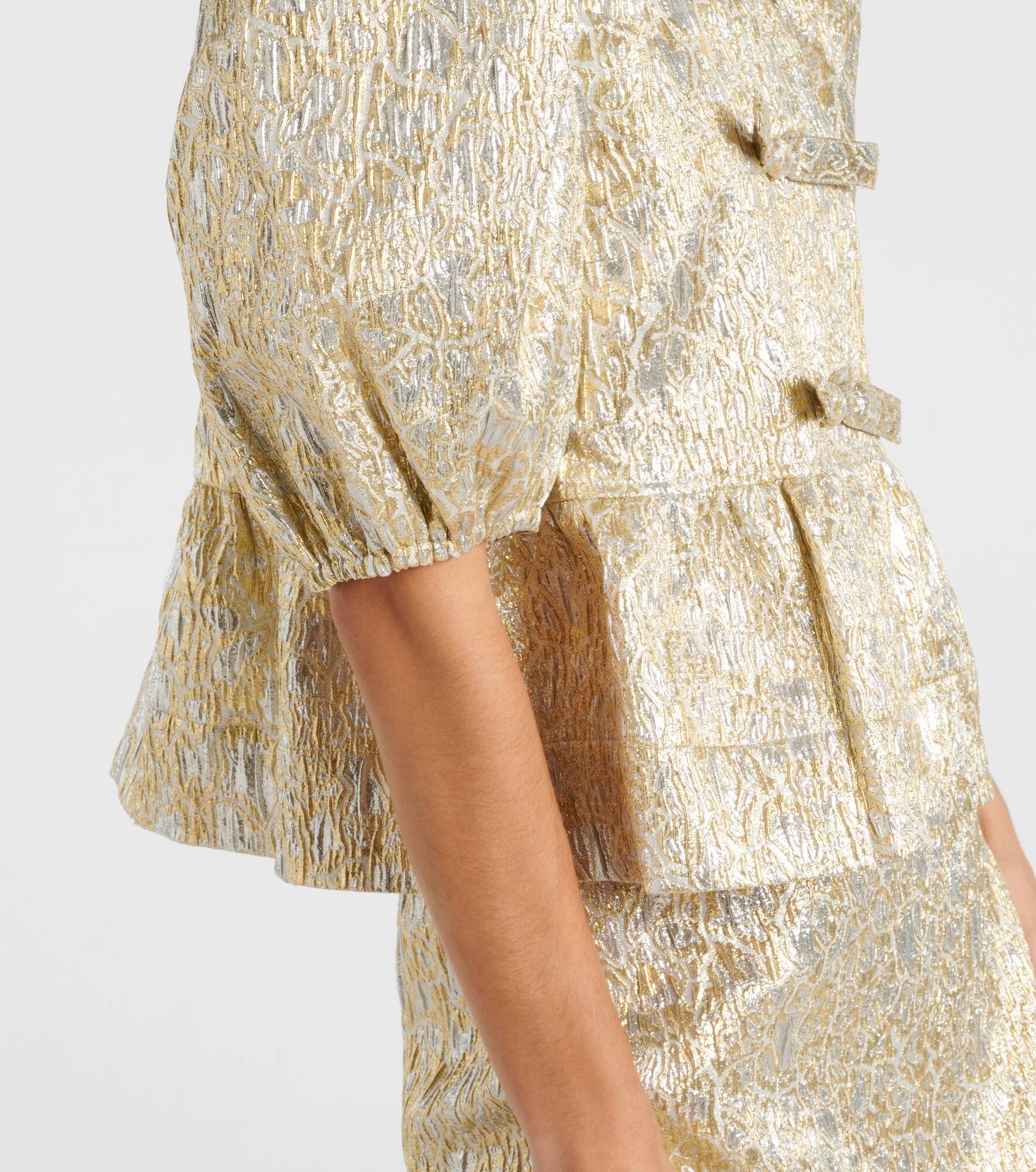 Puff-sleeve brocade top - 5