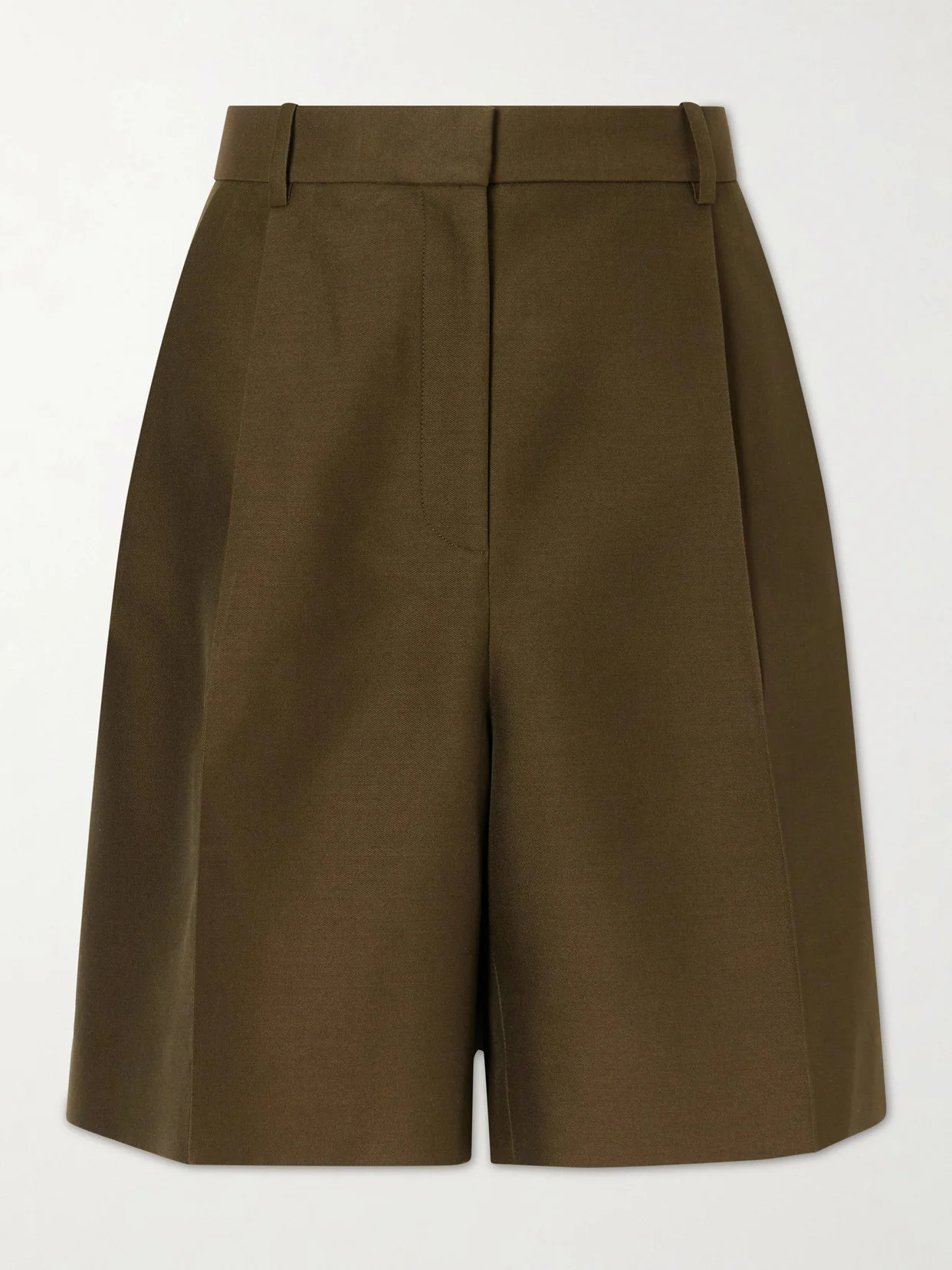 Auggie Pleated Wool And Silk-blend Shorts - 1