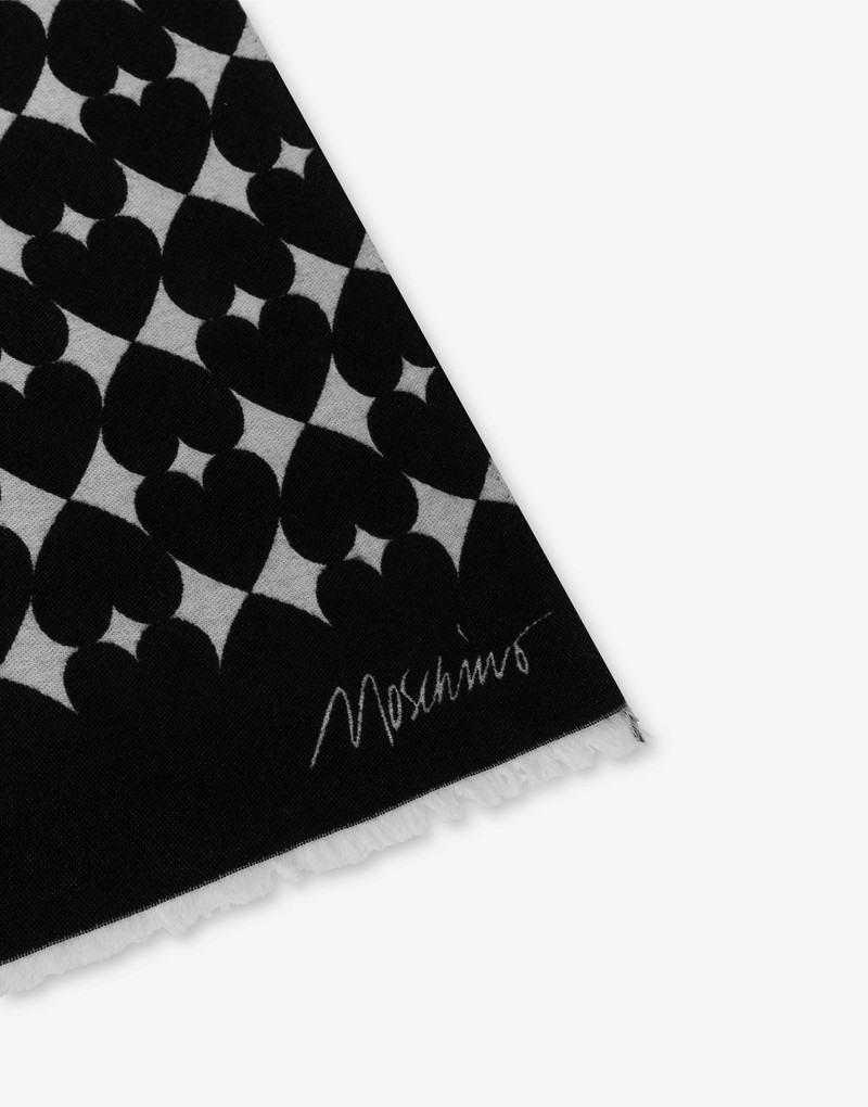 WOOL AND COTTON MIX SCARF ALLOVER HEARTS 3