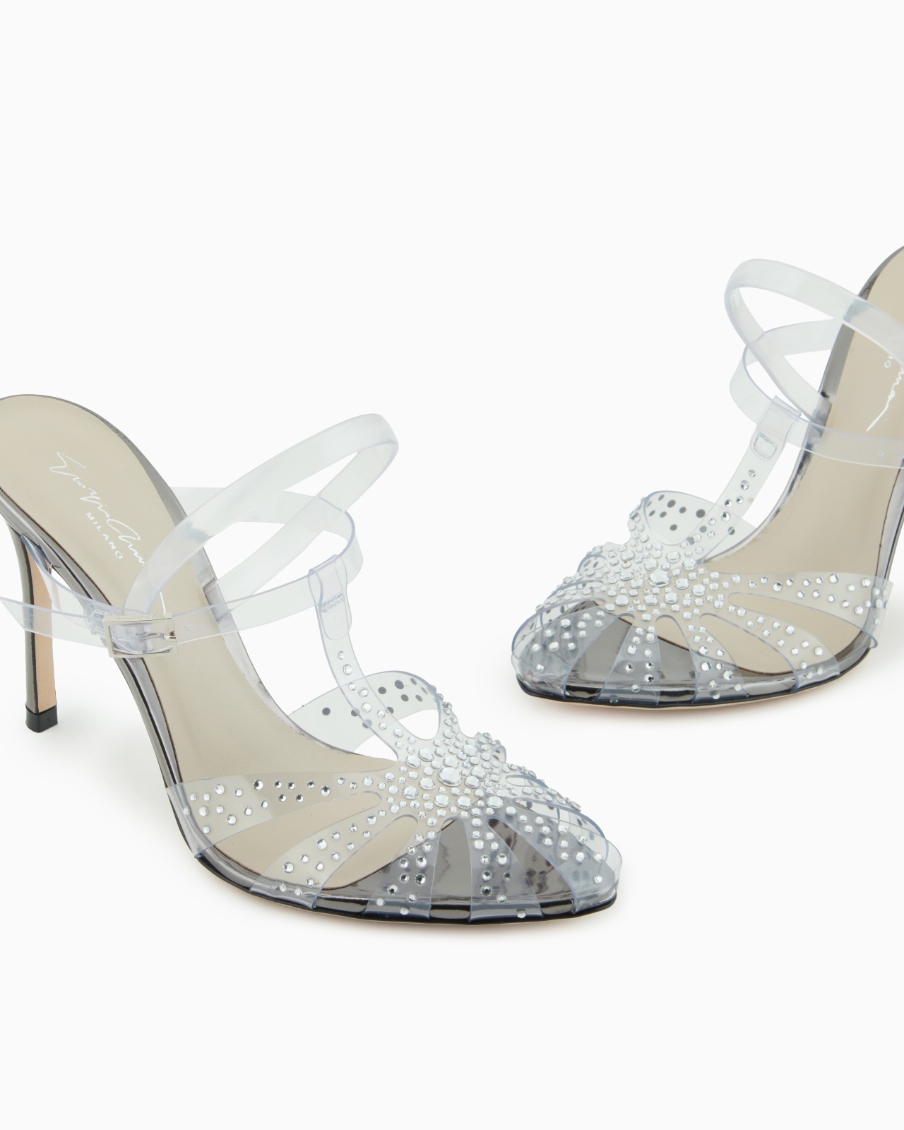 PVC AND RHINESTONE HEELED SANDALS - 5