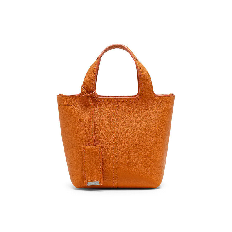 Orange tumbled leather handbag 1