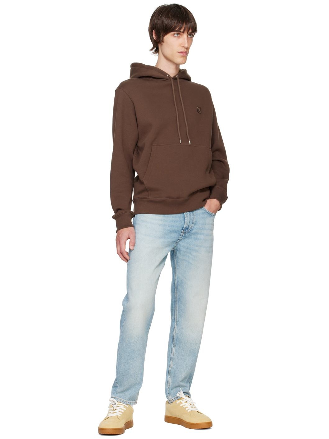 Brown Bold Fox Head Patch Hoodie - 4