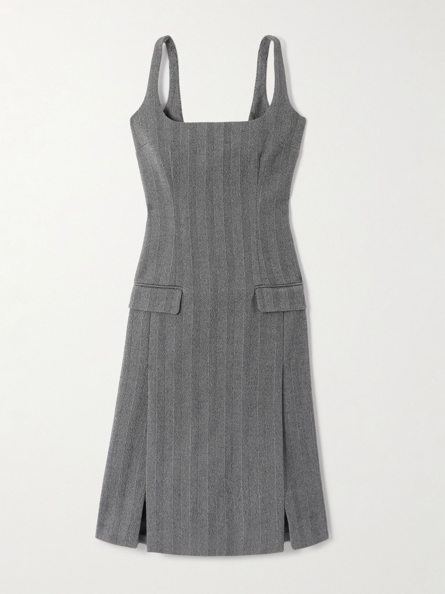 Striped herringbone wool-blend dress Gray - 1