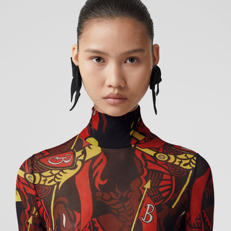 EKD Print Jersey Funnel Neck Dress 3