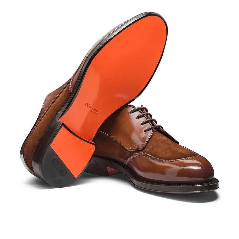 Men’s light brown leather and suede Derby shoe 4