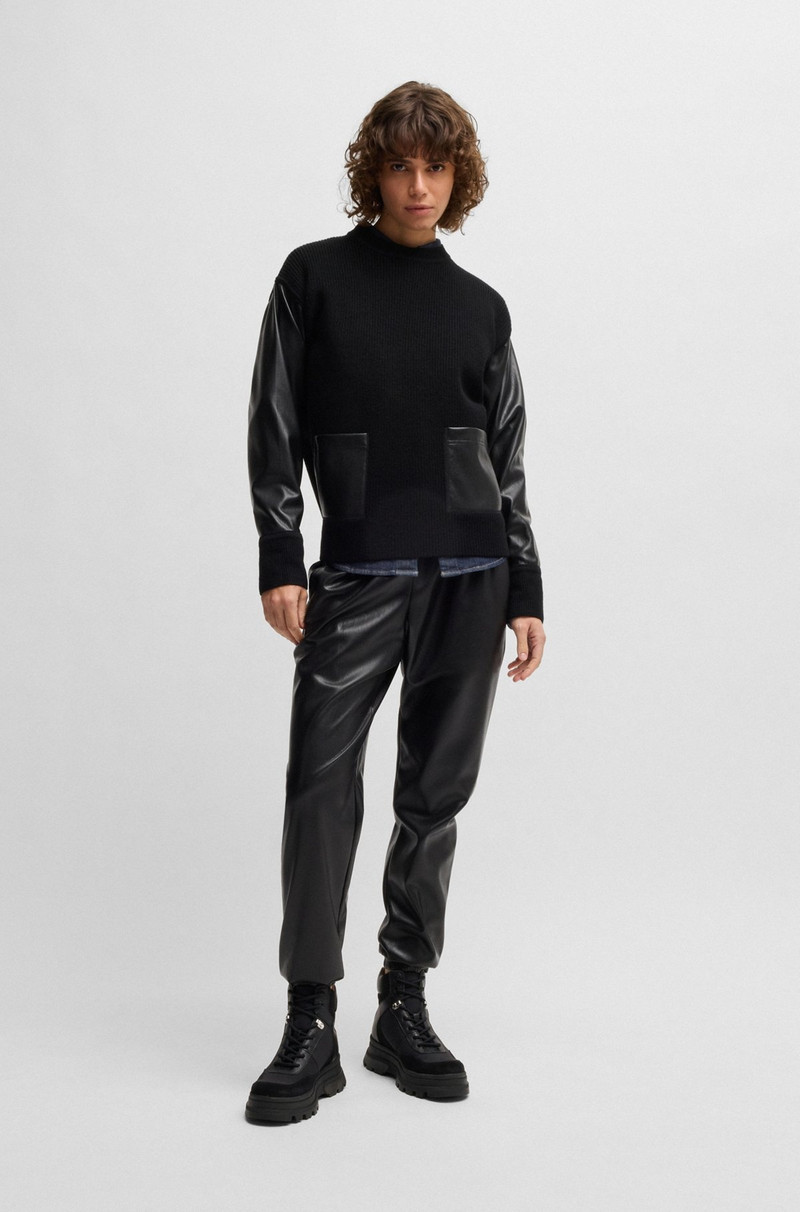 BOSS LEATHER LACE-UP BOOTS WITH CONTRASTING TRIMS outlook