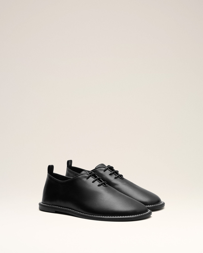 BLACK COW LEATHER MIDI DERBIES SHOES 3