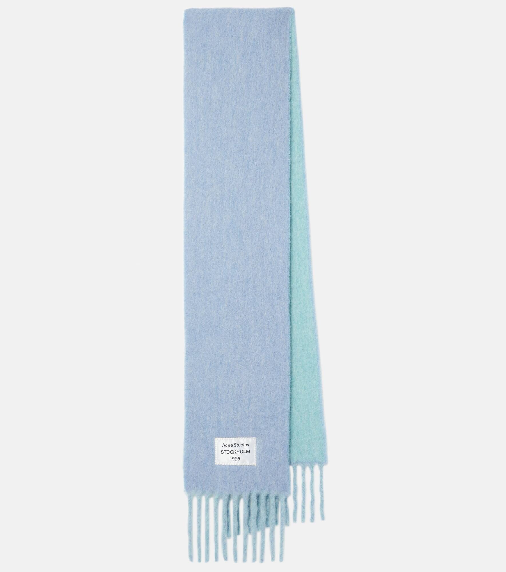 Logo fringed wool-blend scarf - 1