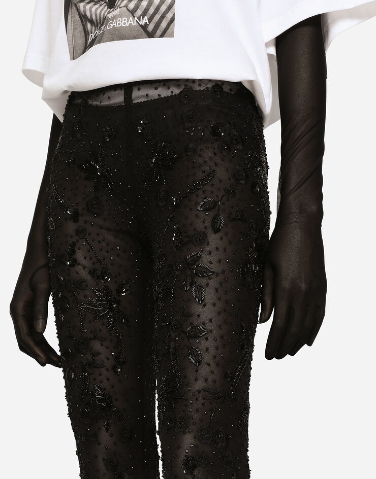 Tulle leggings with embroidery - 5