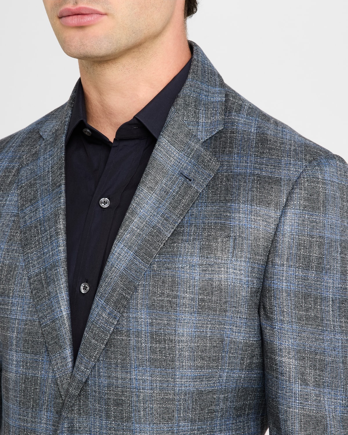 Men's Bamboo Textured Plaid Sport Coat - 7