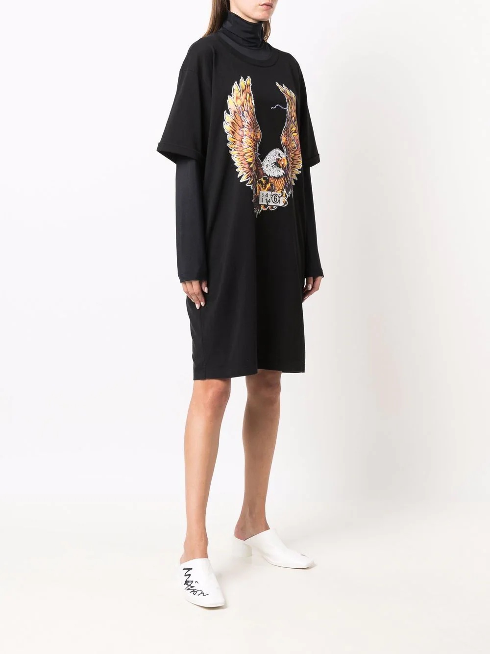 eagle print T-shirt dress - 3