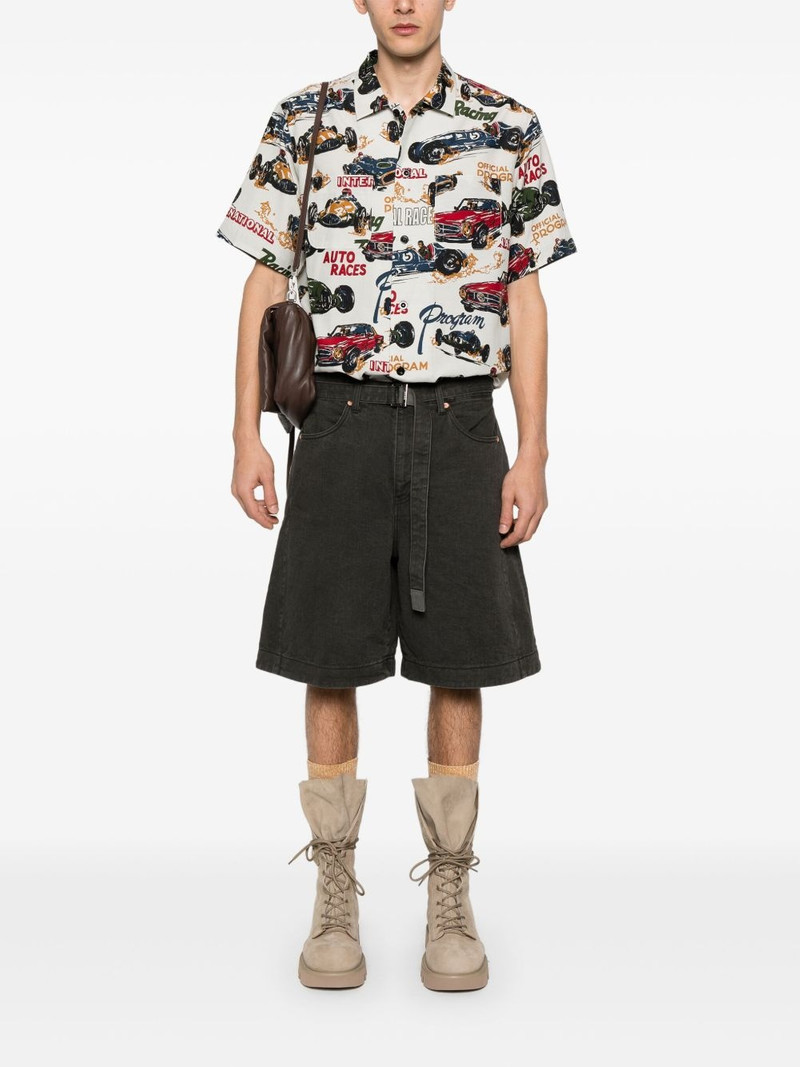 sacai belted denim shorts outlook