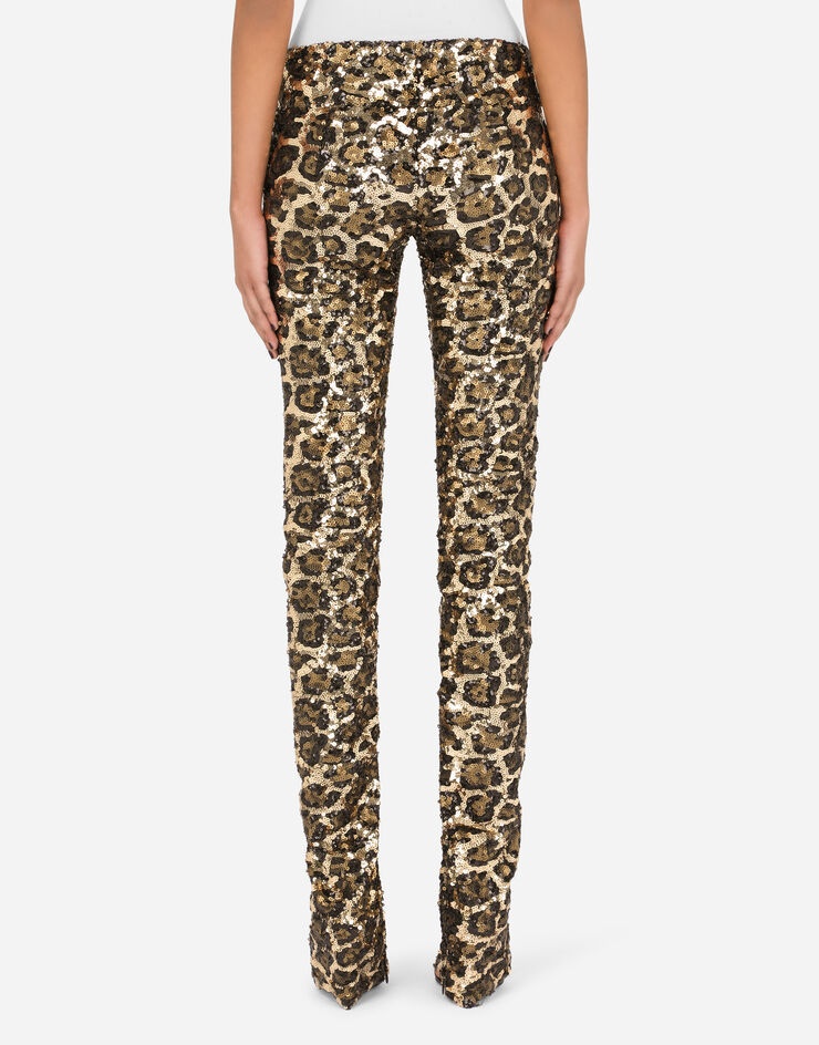 Sequined leopard-design pants - 3