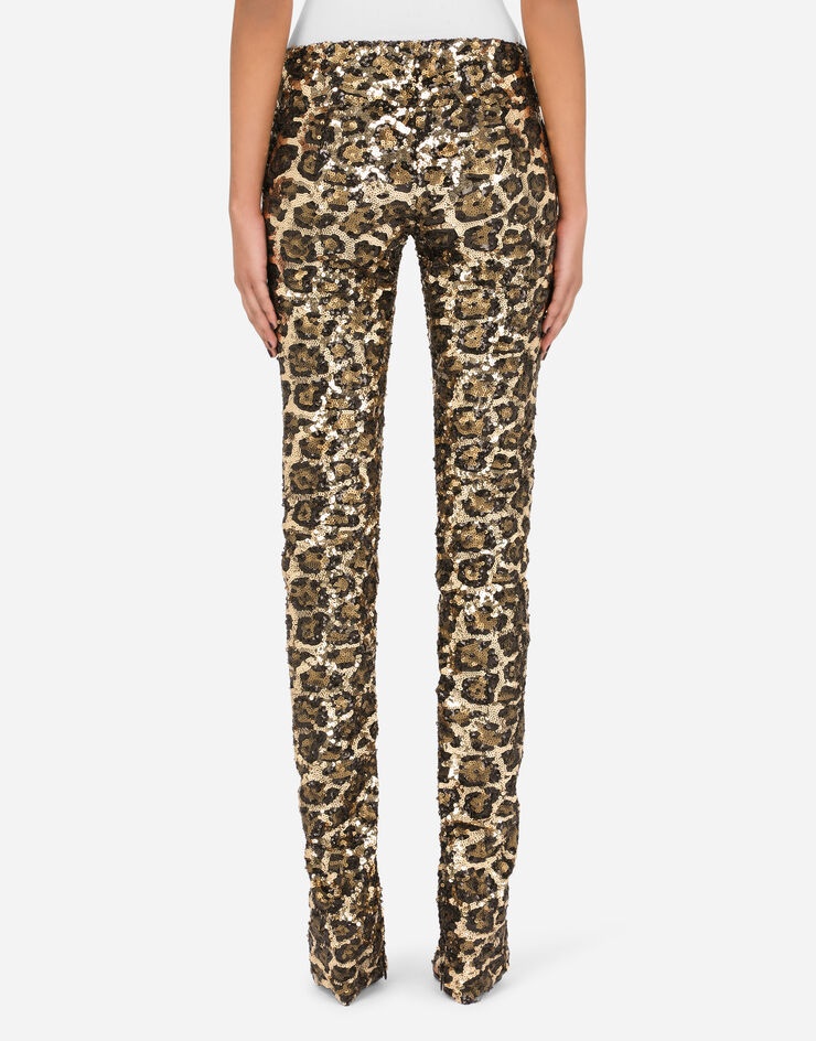 Sequined leopard-design pants - 2