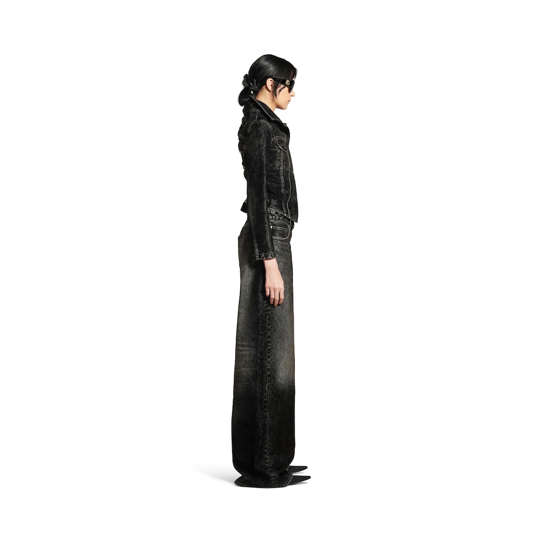 Women's Wide Leg Baggy Pants in Black - 3