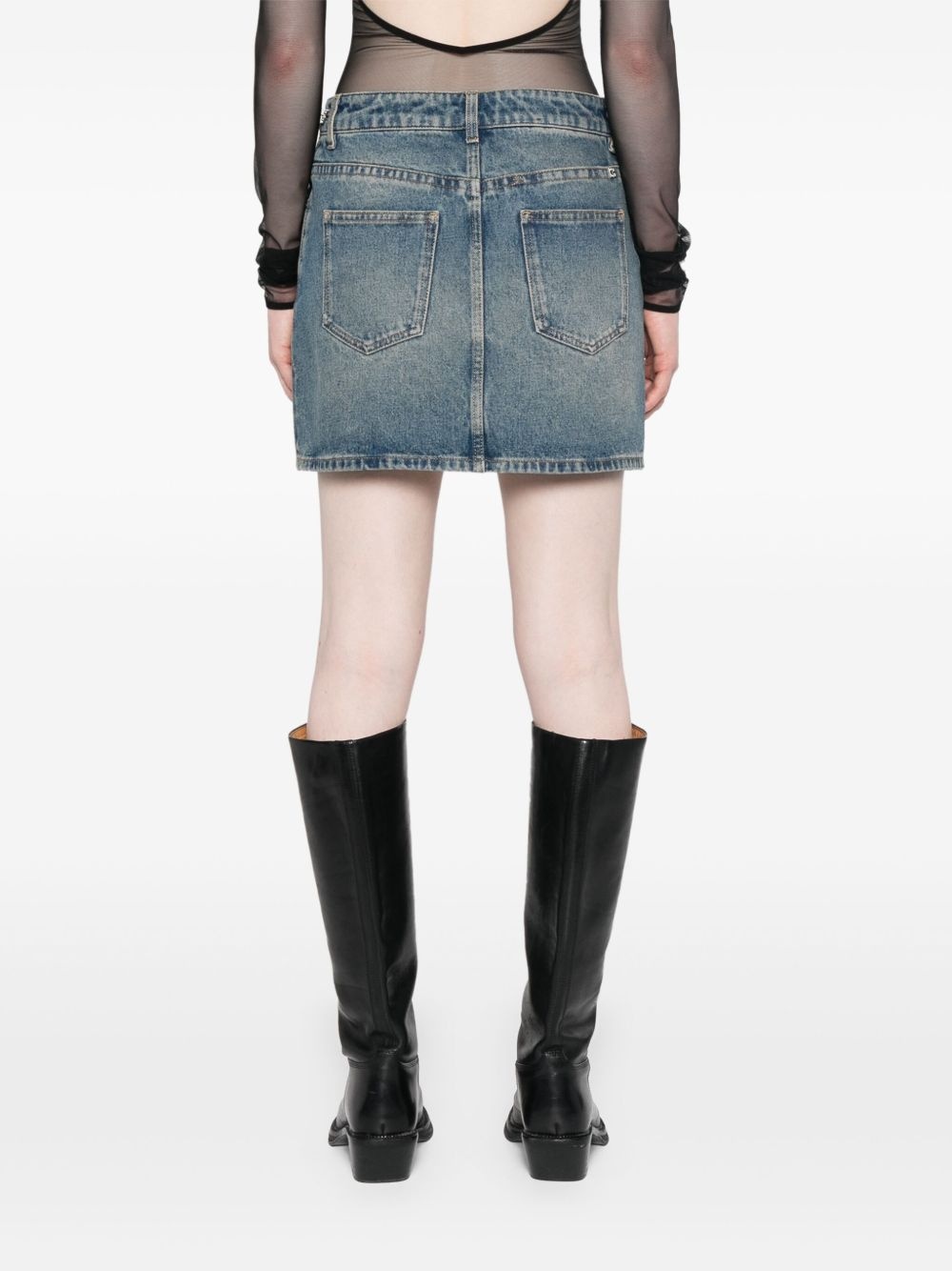 4G-motif chain-detailed denim miniskirt - 4