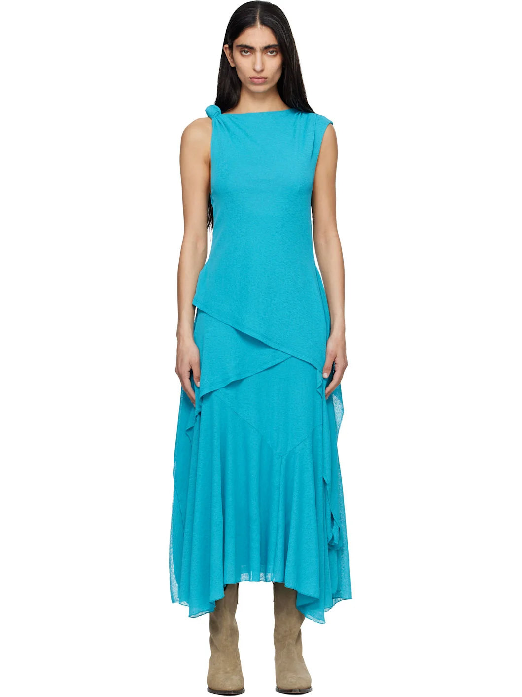 Blue Marl Mesh Maxi Dress - 1