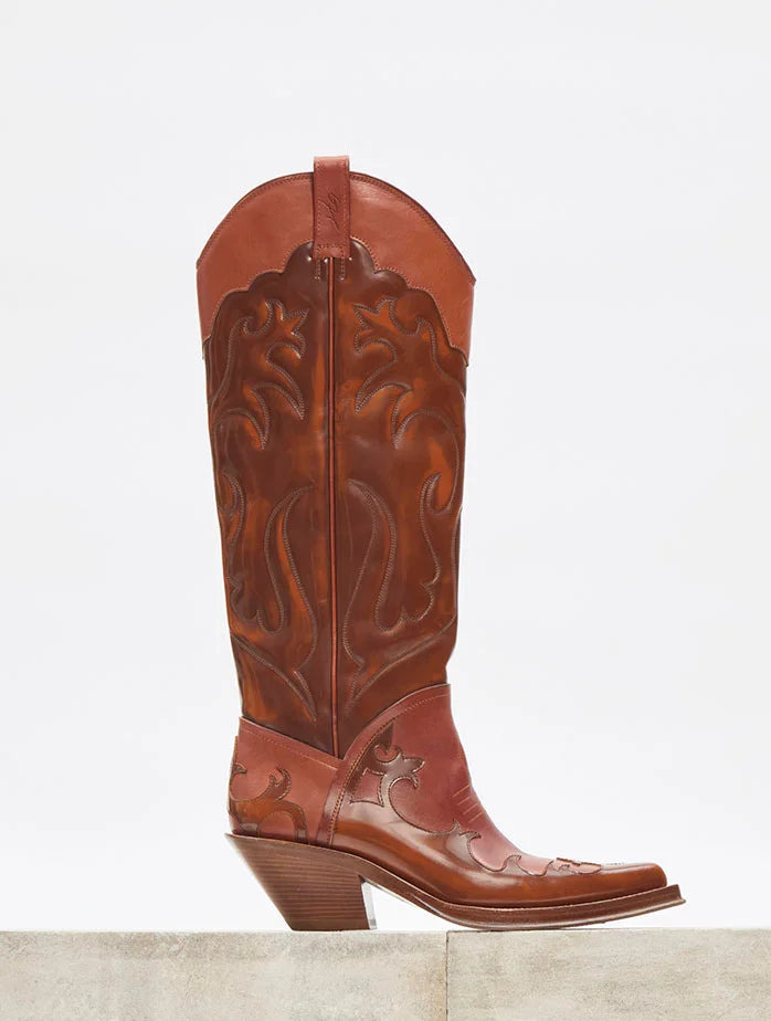 Capitana Cowboy Boot in Cognac Leather - 6