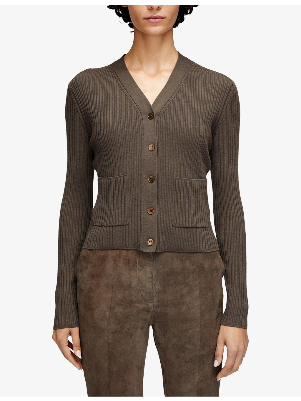 Ribbed Stretch Merino-Wool Cardigan - 3