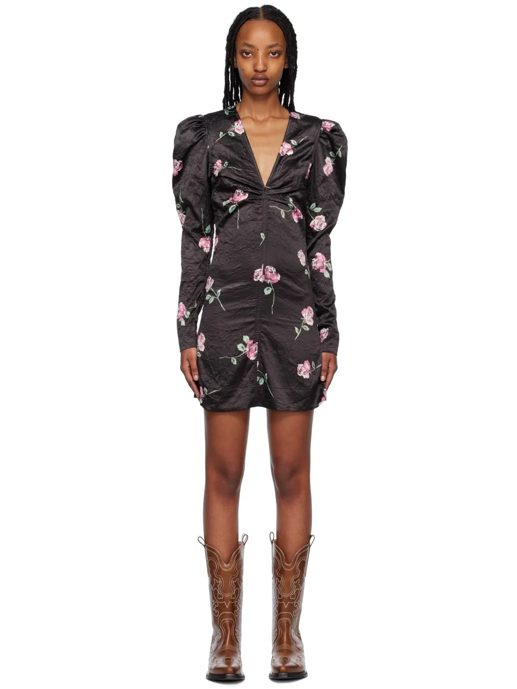 Black Floral Minidress - 1