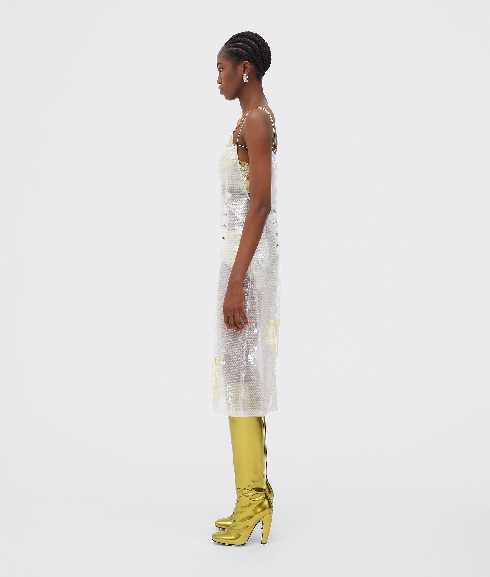 sheer jersey dress with all-over sequins - 2