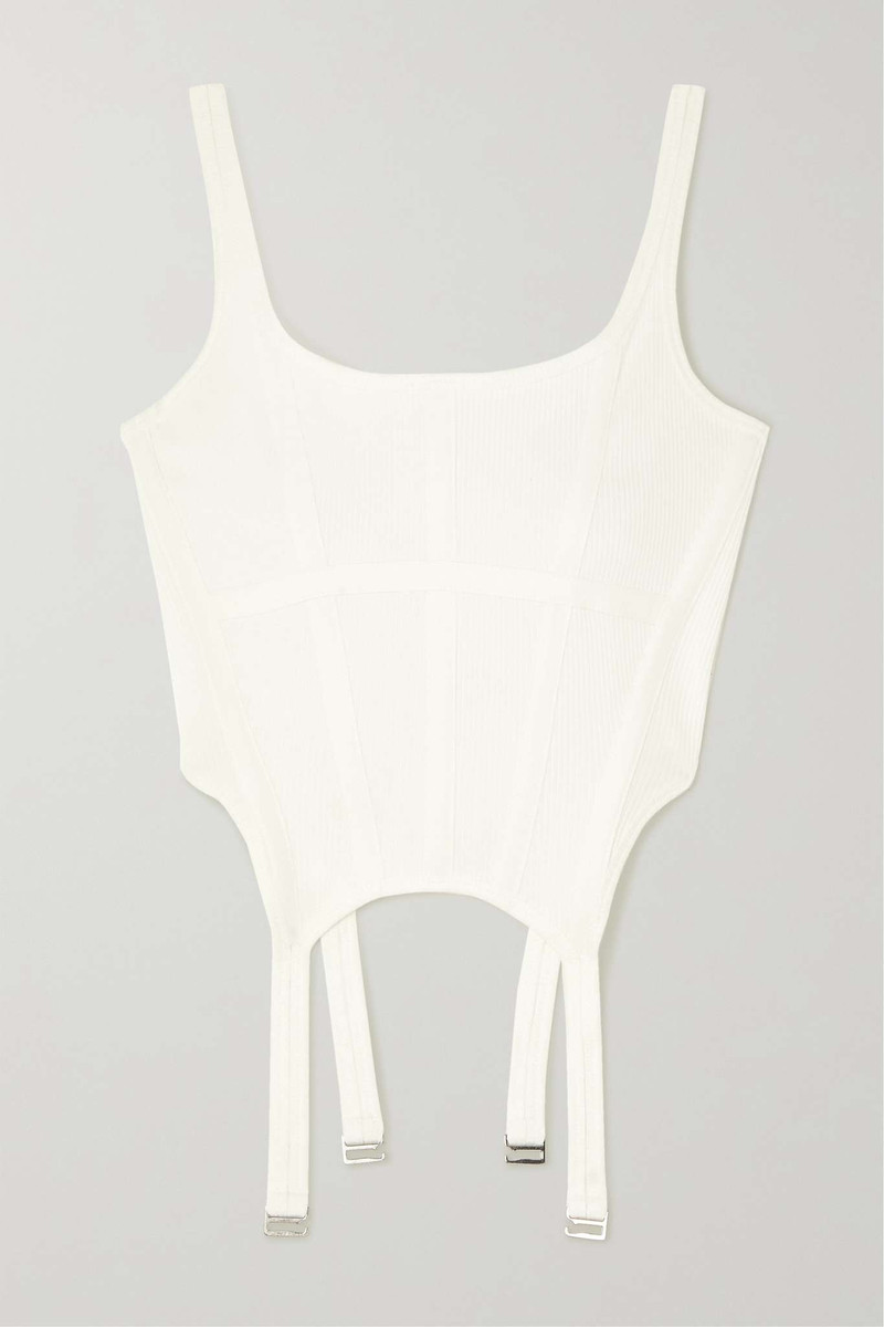 Combat canvas-paneled ribbed stretch-cotton jersey tank - 1