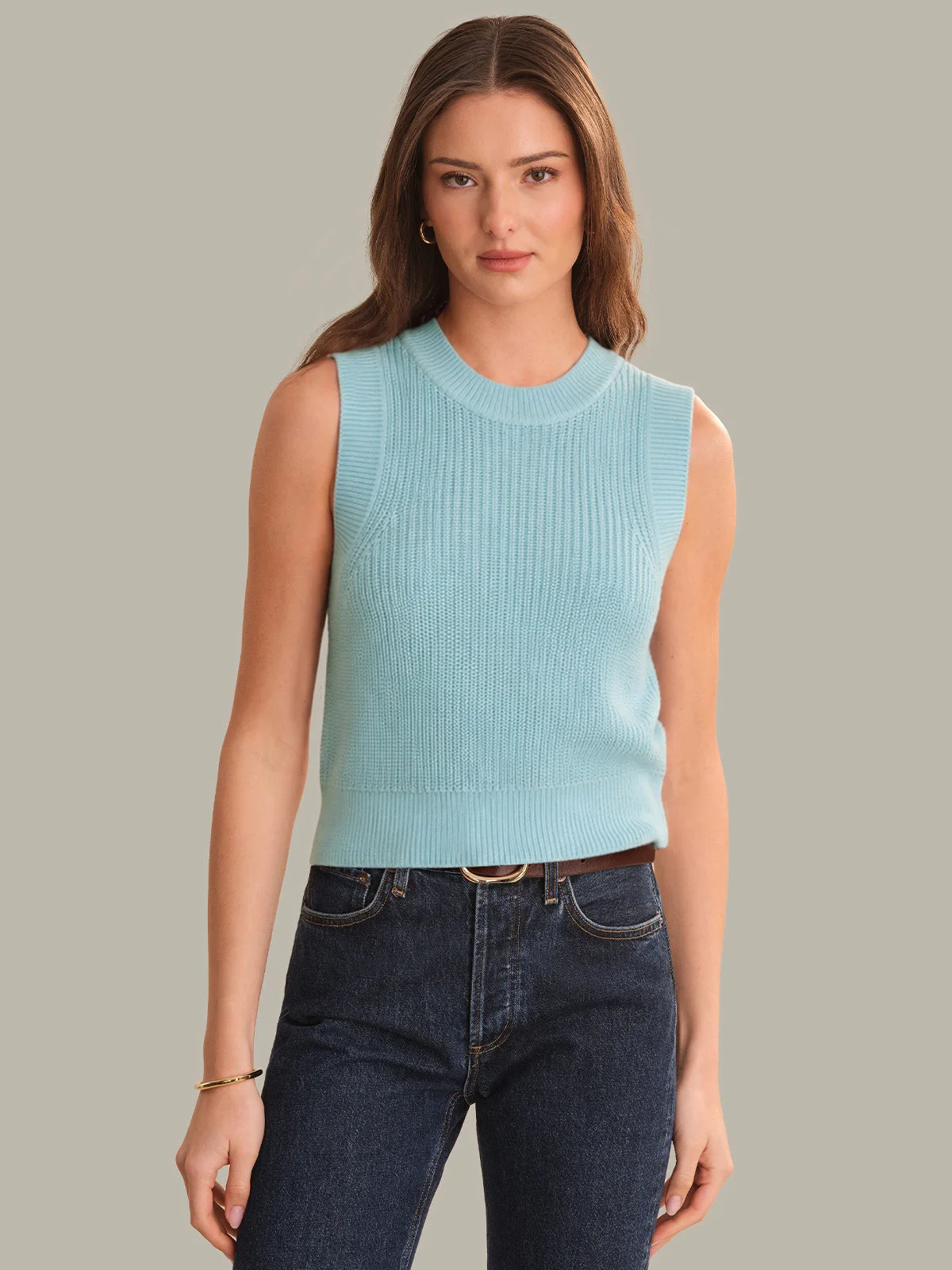 Demi: High Crewneck Cotton Tank - 1