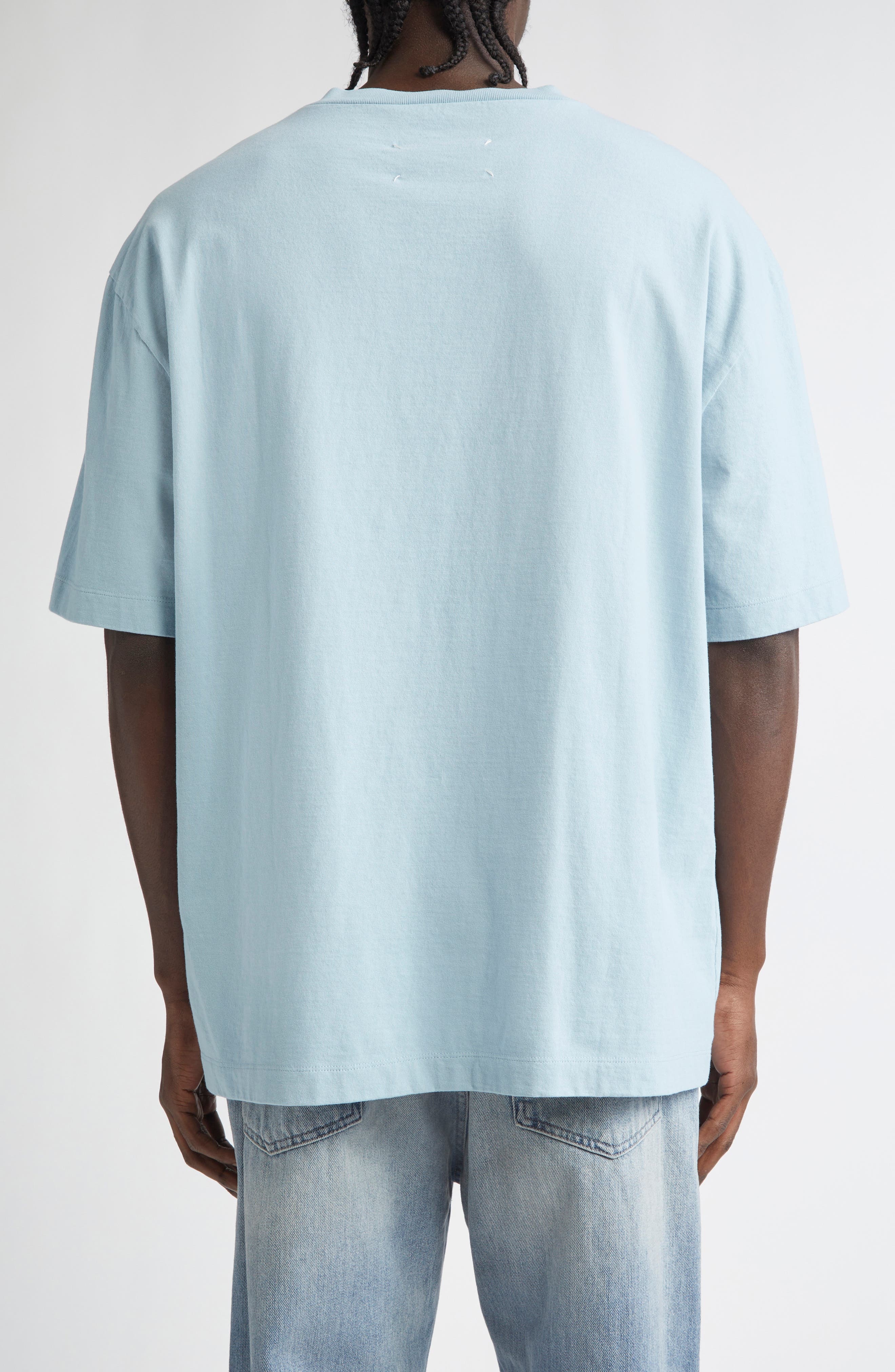 Maison Margiela Embroidered Logo Cotton T-Shirt in Blue at Nordstrom - 3