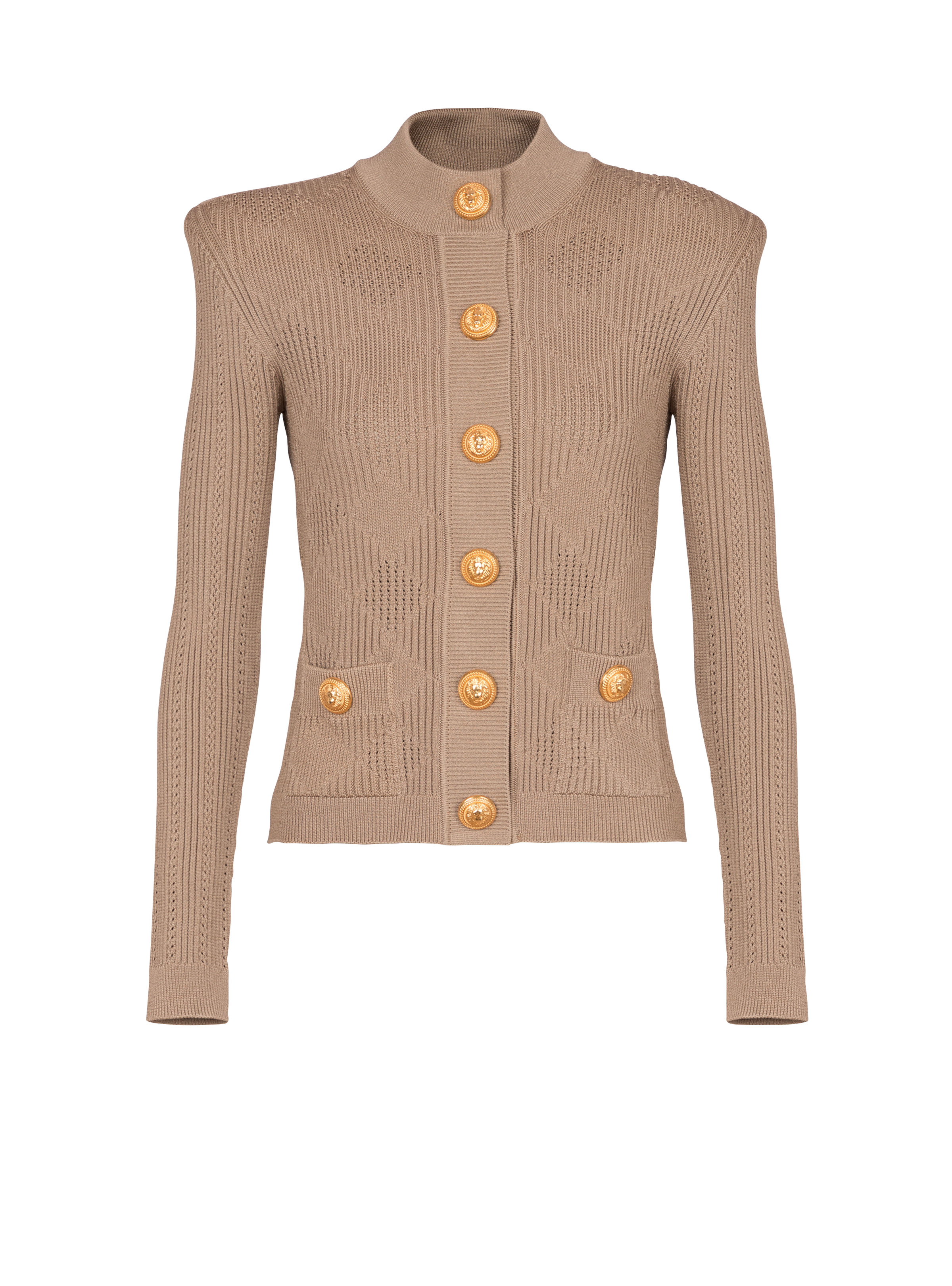 Gingham openwork knit cardigan - 1