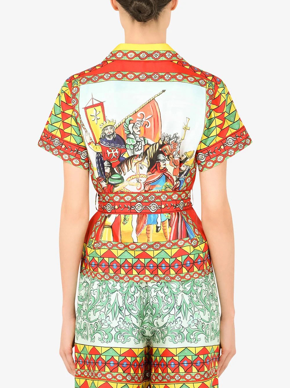 graphic-print belted shirt - 4