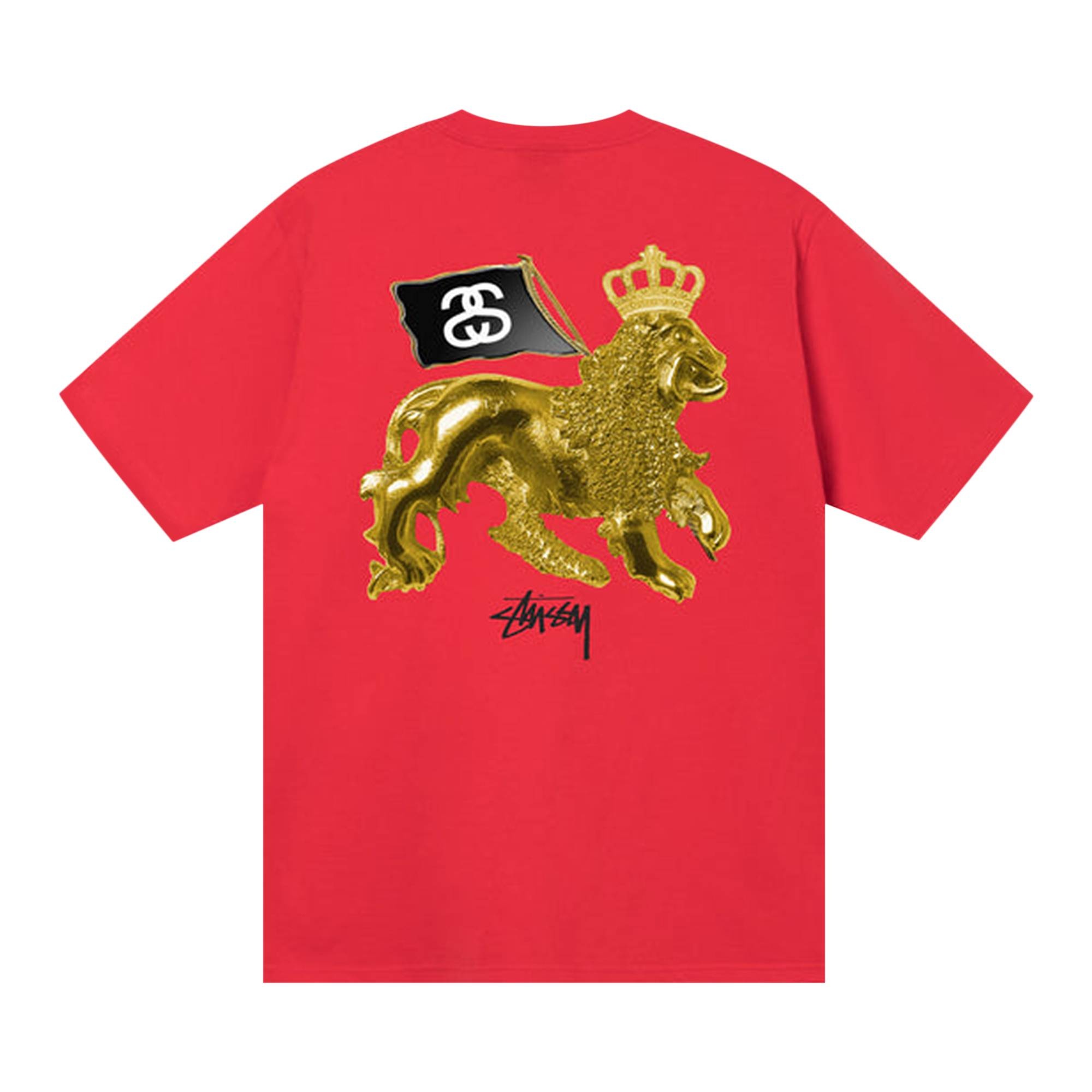 Stussy Gold Lion Tee 'Red' - 2