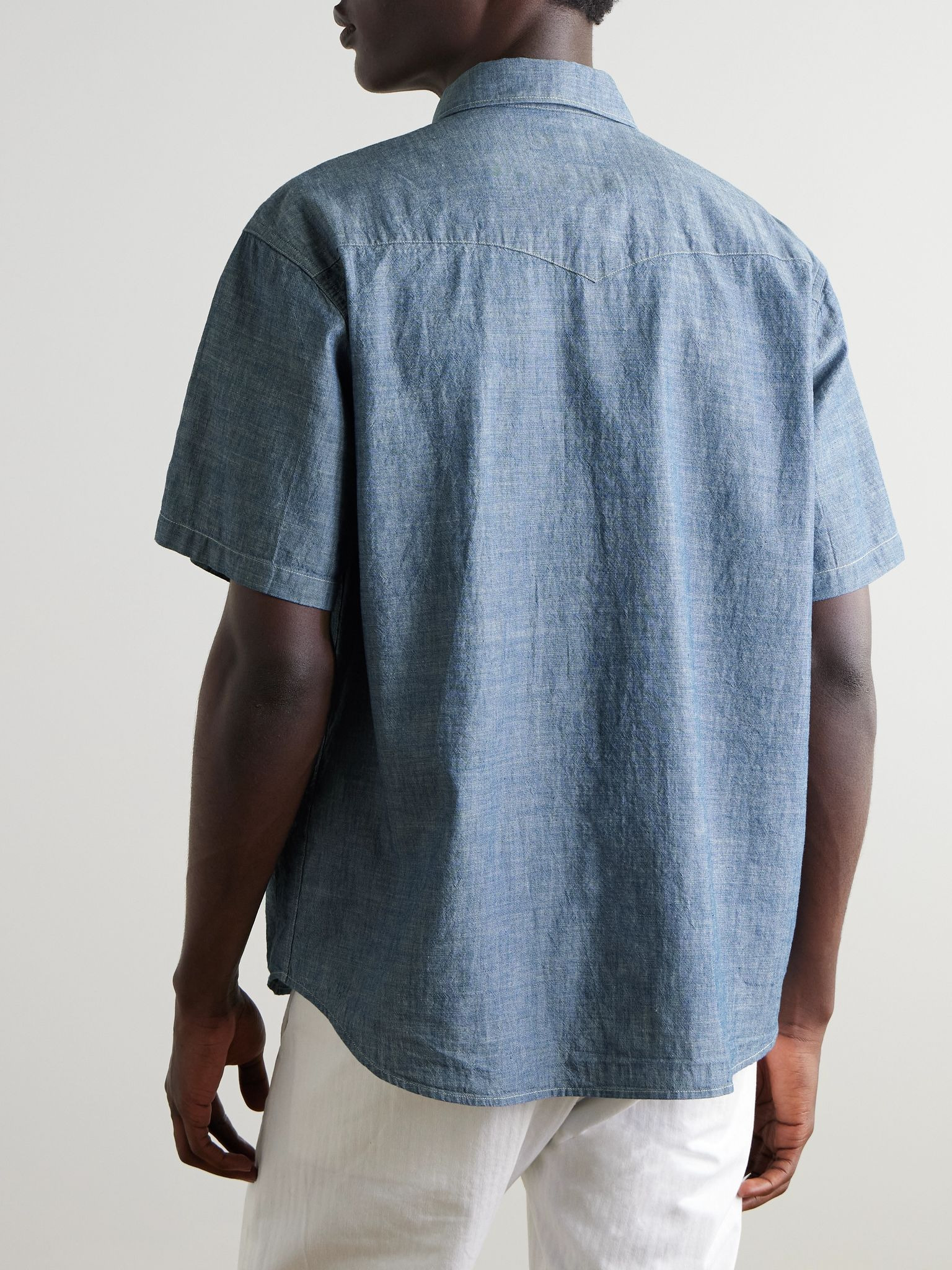 Cotton-Chambray Western Shirt Blue - 3