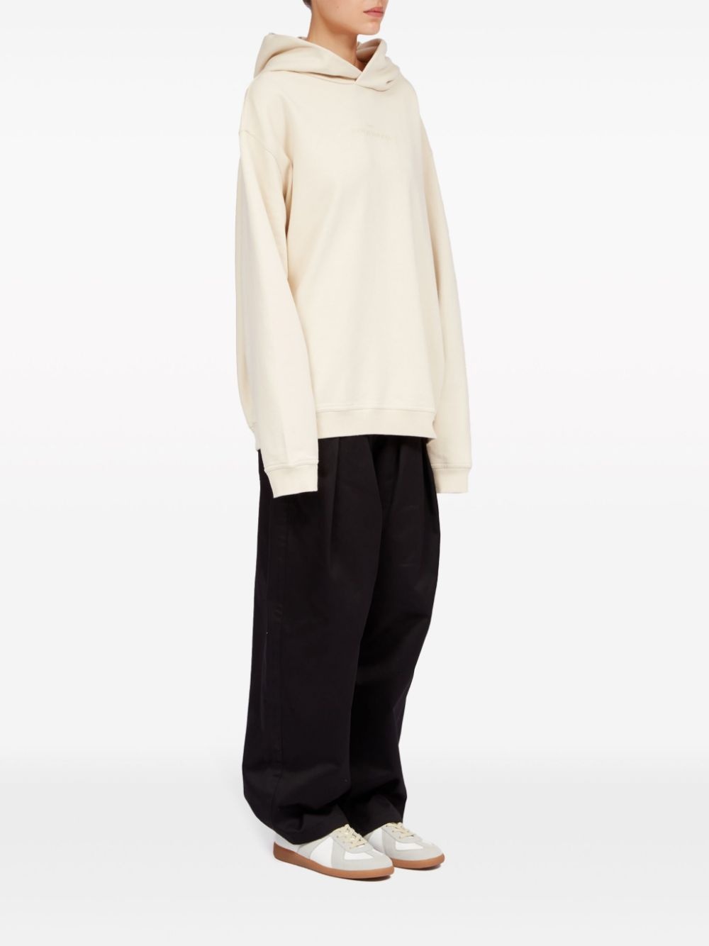 logo-embroidered cotton hoodie - 3