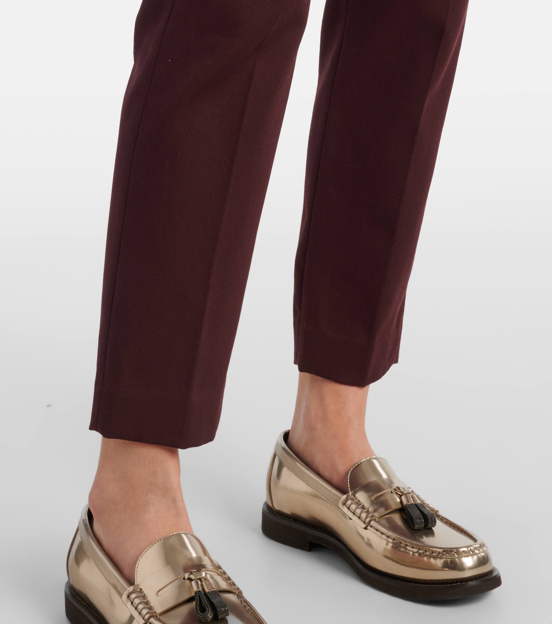 Monili cropped cotton-blend slim pants - 5