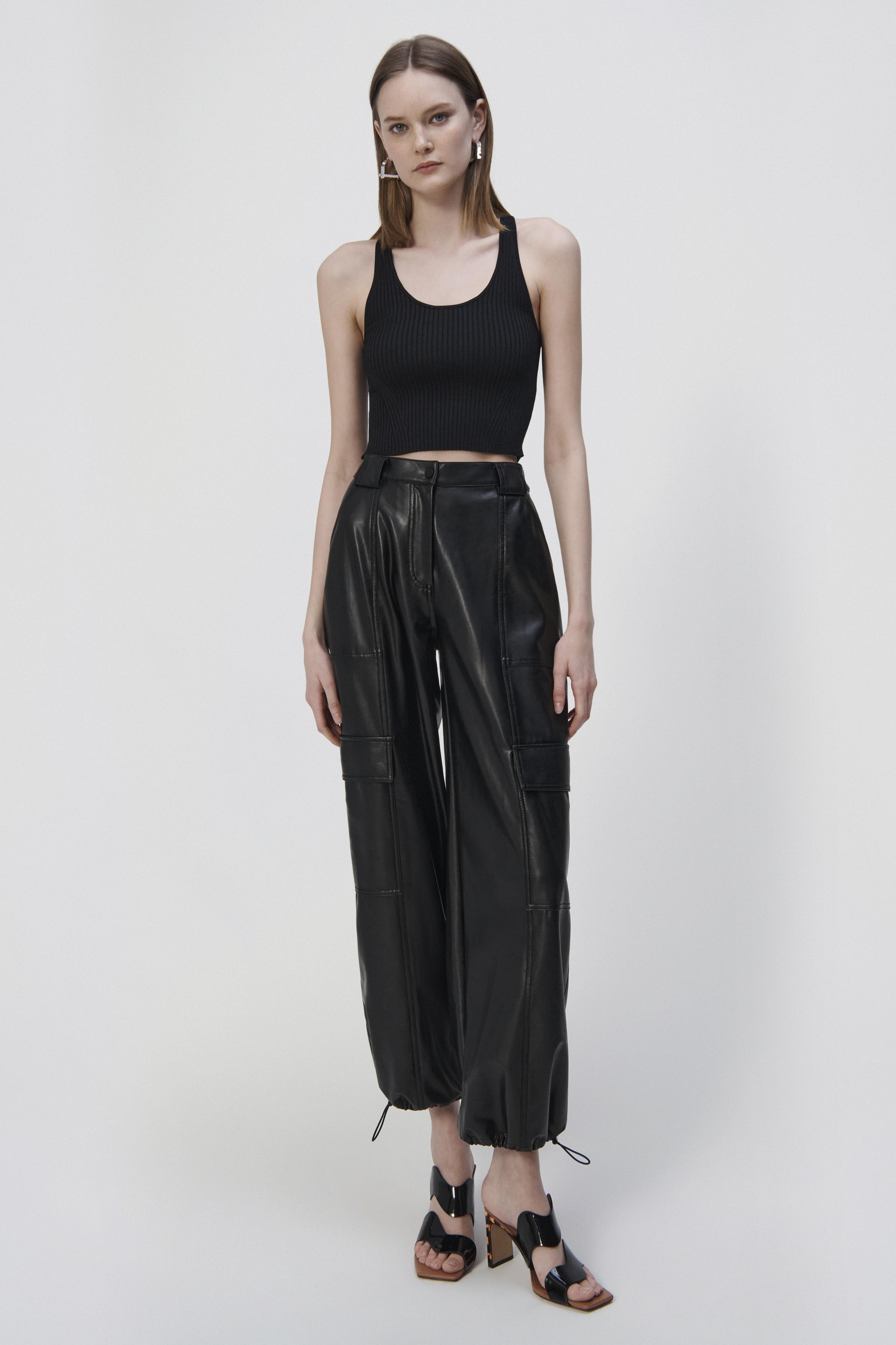 Luxe Vegan Leather Cargo Pant - 2