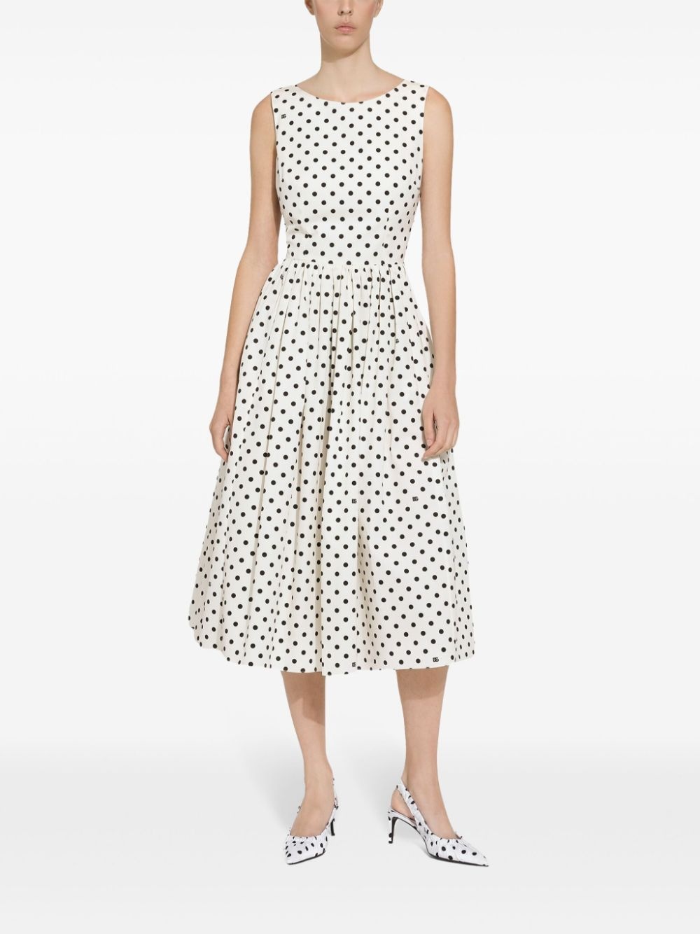 polka-dot cotton midi dress - 5