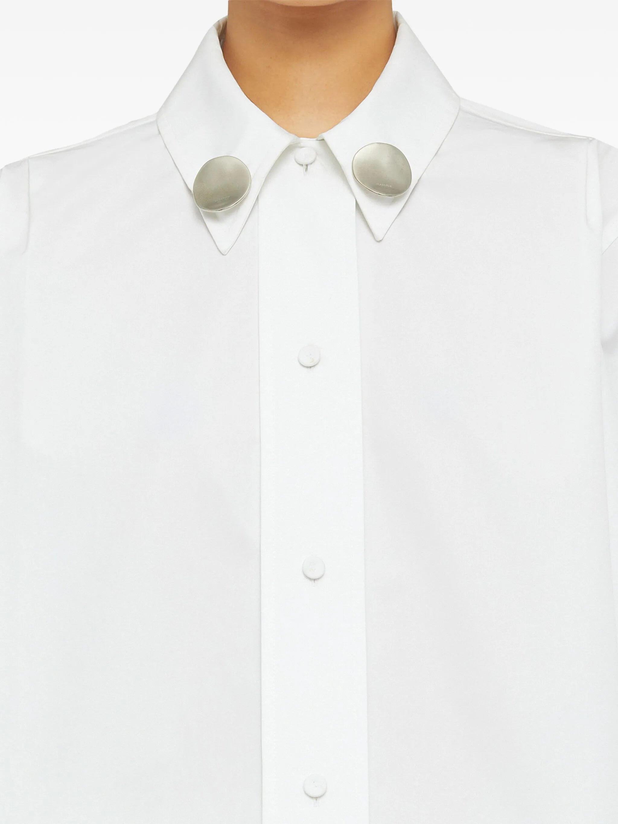 Jewel-clip Cotton Shirt - 3
