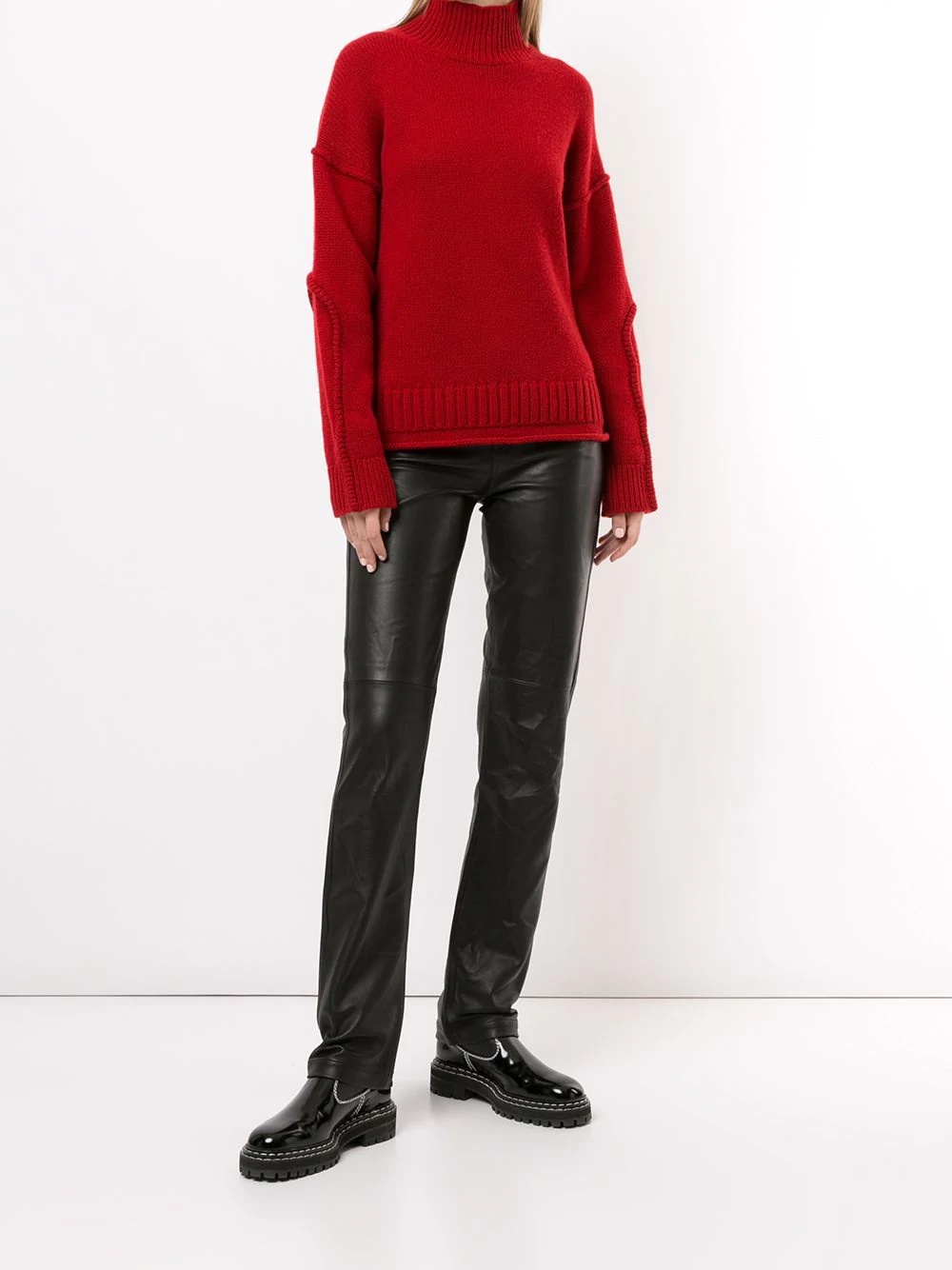 high neck wool jumper - 2