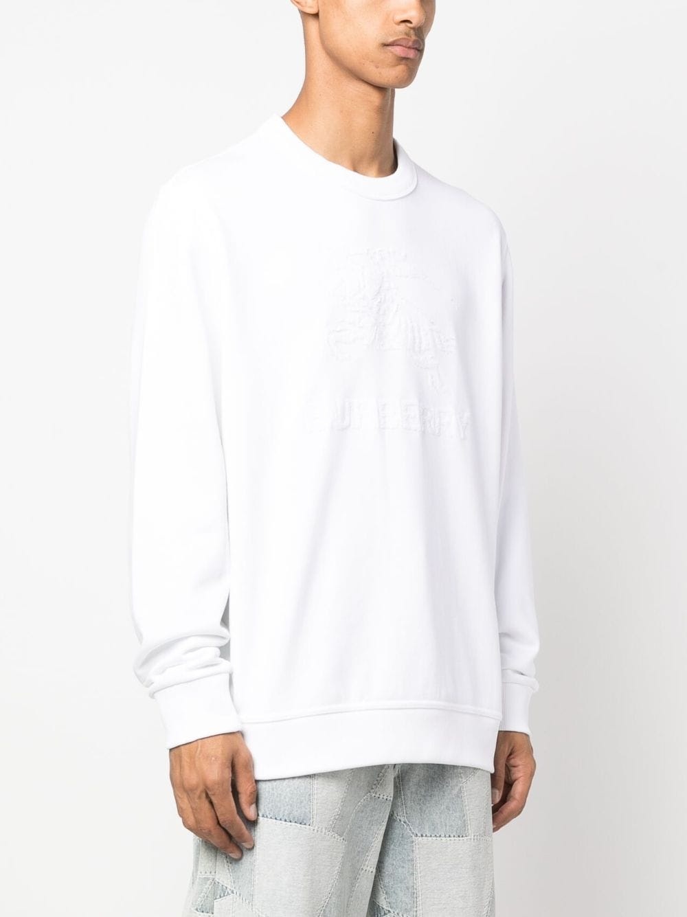 flocked-logo cotton sweatshirt - 3