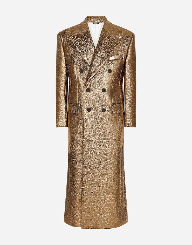 Double-breasted foiled fabric coat - 3