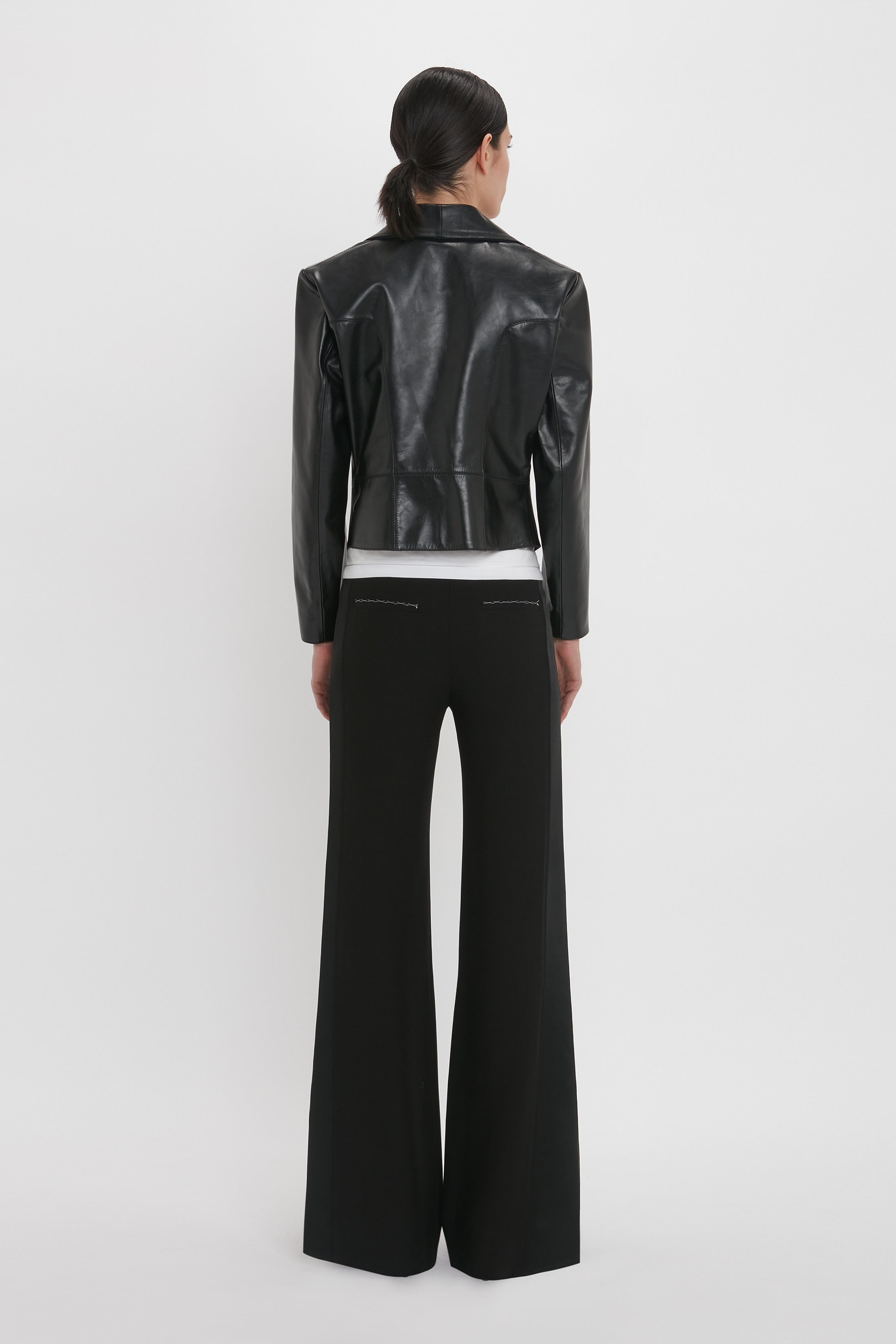 Tailored Leather Biker Jacket In Black - 4