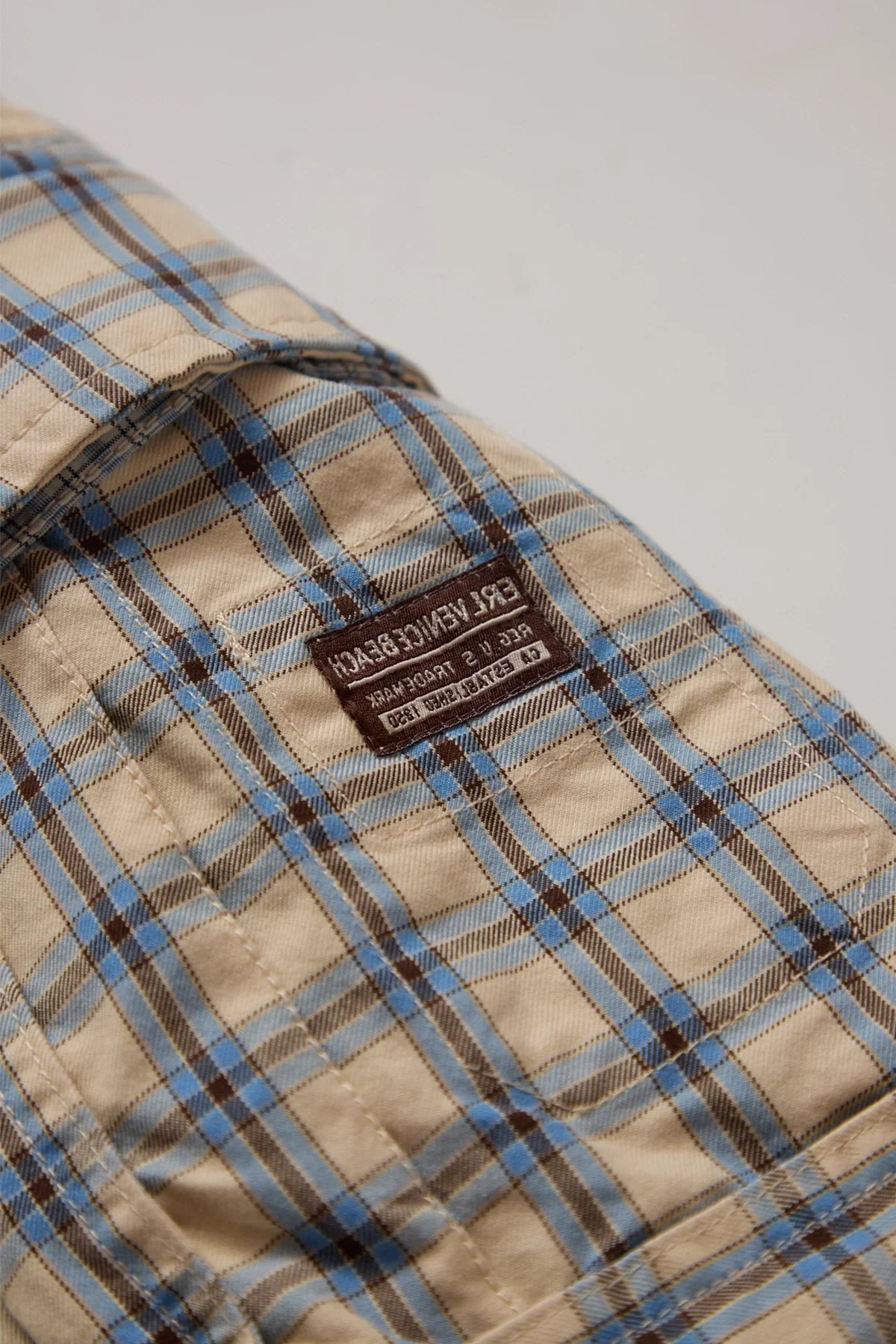ERL Zip-Off Plaid Cargo Pants Beige Blue - 3
