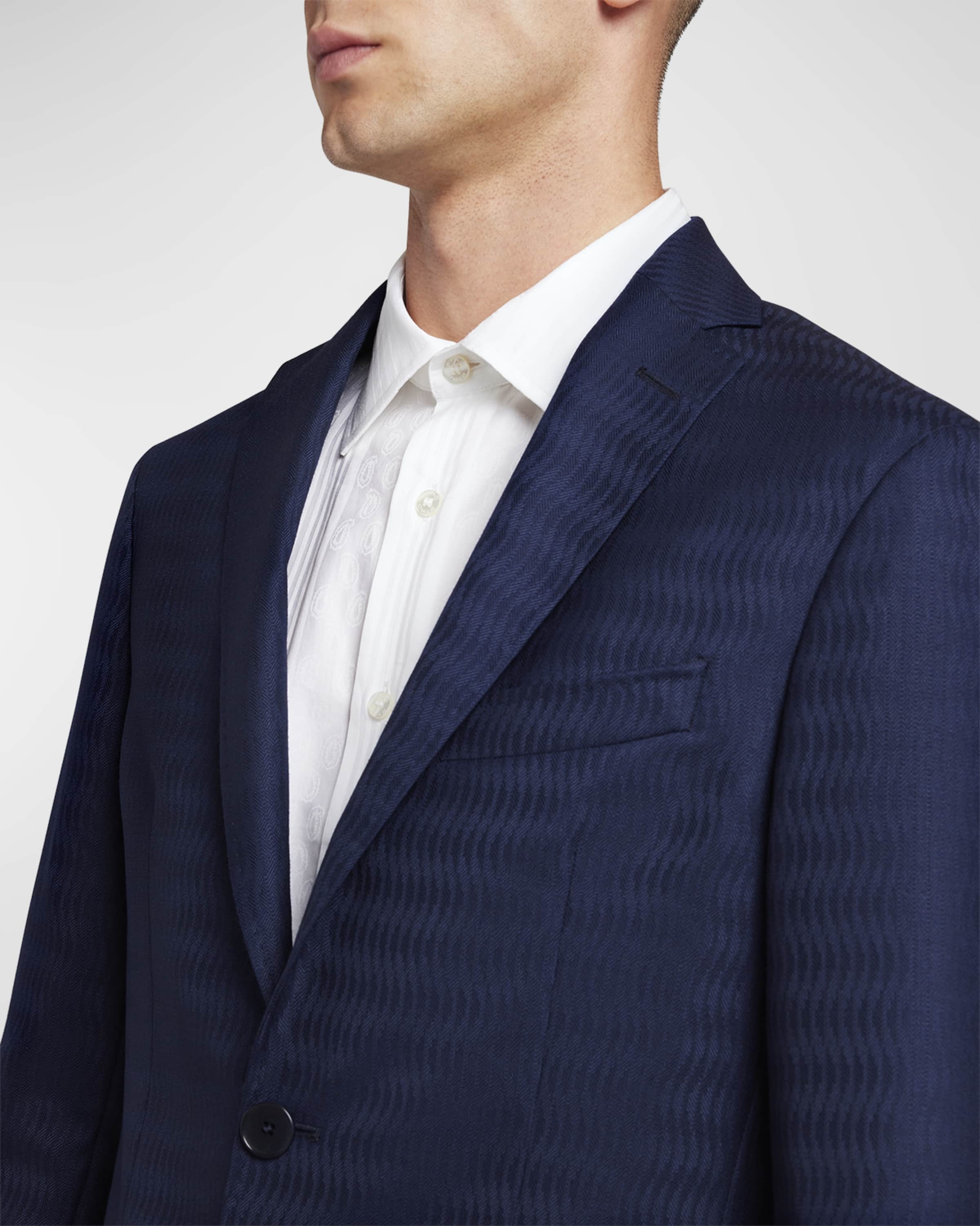 Men's Wavy Jacquard Suit Jacket - 1