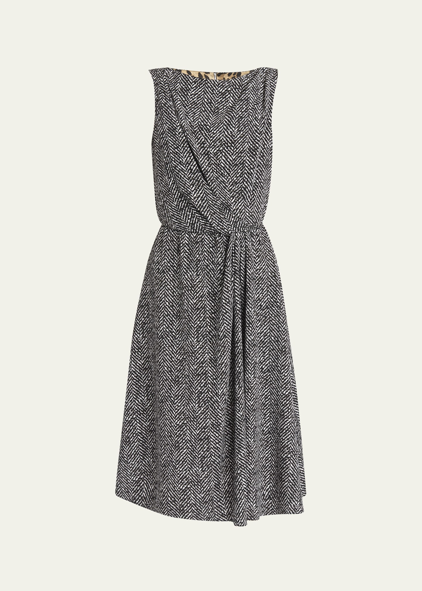 Draped Chevron Crepe Midi Dress - 1